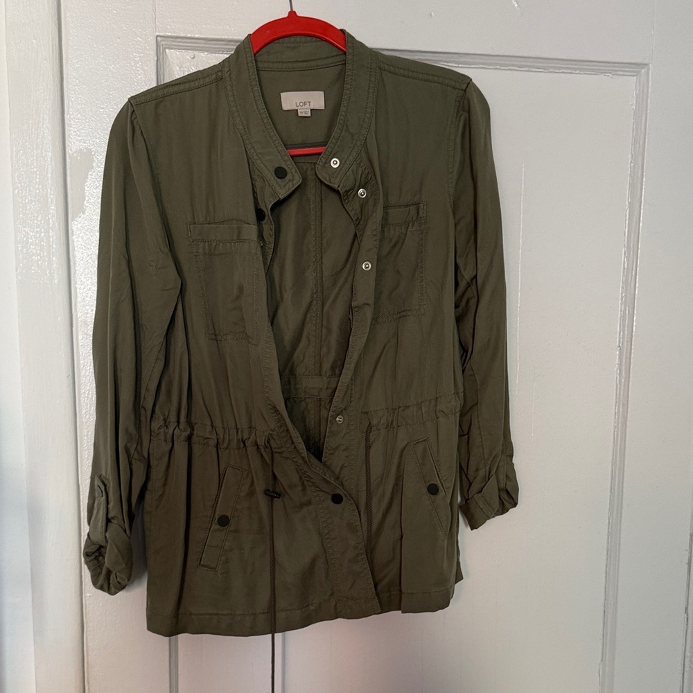 Loft Olive Utility Jacket With Button Accents - image 1